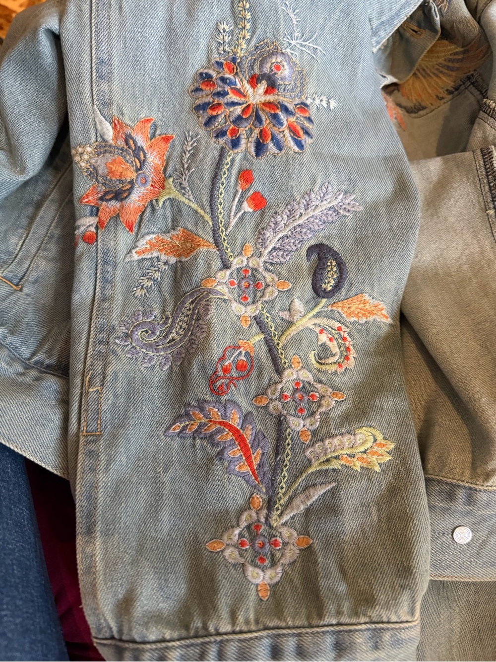 Johnny Was Kayla Light Blue Embroidered Denim Jacket XL - Picture 7 of 8